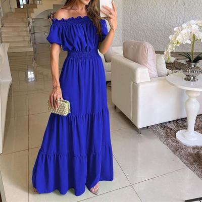 Backless Long Dress Elastic Waist Popular Bohemia Style Off Shoulder