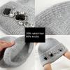 Hat Women's autumn and winter rabbit fur knitted hat Versatile masonry women's group Angola rabbit fur pullover hat Thickened warm hat