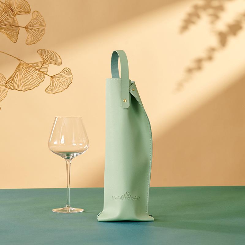 Luxury Customizable Red Wine Leather Gift Bag for Single Bottle