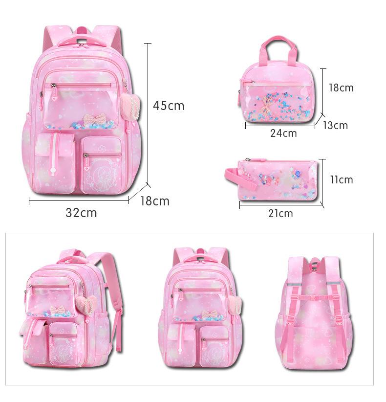 Pink  2026 Fashion Love Pendant 3-Piece Set School Backpack Butterfly Decoration Backpacks Student Girl Lovely Princess School Bags