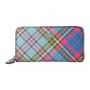 Vivienne Westwood Garš maks MacAndy Tartan Biogreen Saffiano Vegāniskās ādas apdruka Klasisks garš maks sievietēm (51050023 S000V) Aizverams ar rāvējslēdzēju [Zīmols]