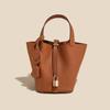 2025 Trending Women's Genuine Leather Cowhide Bucket Bag: Versatile, Top Layer Vegetable Tanned Handbag