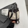 Luxury Designer Bucket Crossbody Bag  New Women Drawstring Vintage Handbags High Quality Patchwork Leather Shoulder Bags