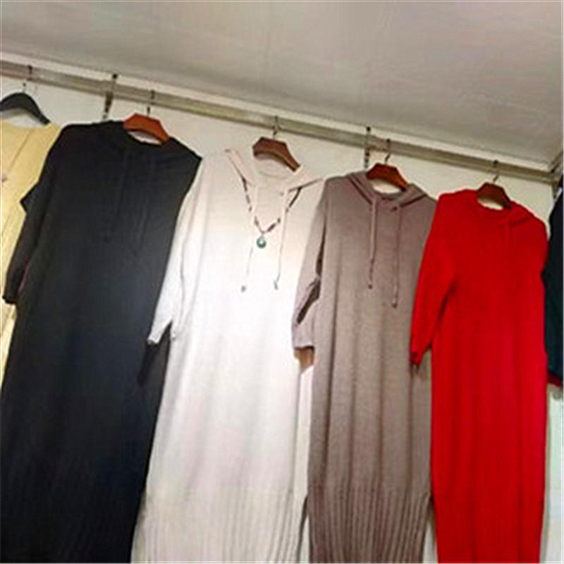 

Long sweater skirt women s loose lazy hooded knee knitted dress autumn and winter new casual fashion sweater skirt One Size