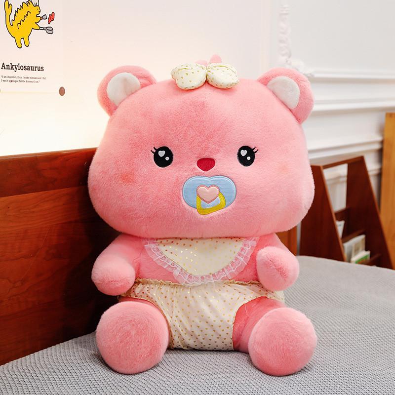

Bear Pacifier Teddy Plush Toy Cute Stuffed Animal Doll Decoration Kids Gift 45cm розовый