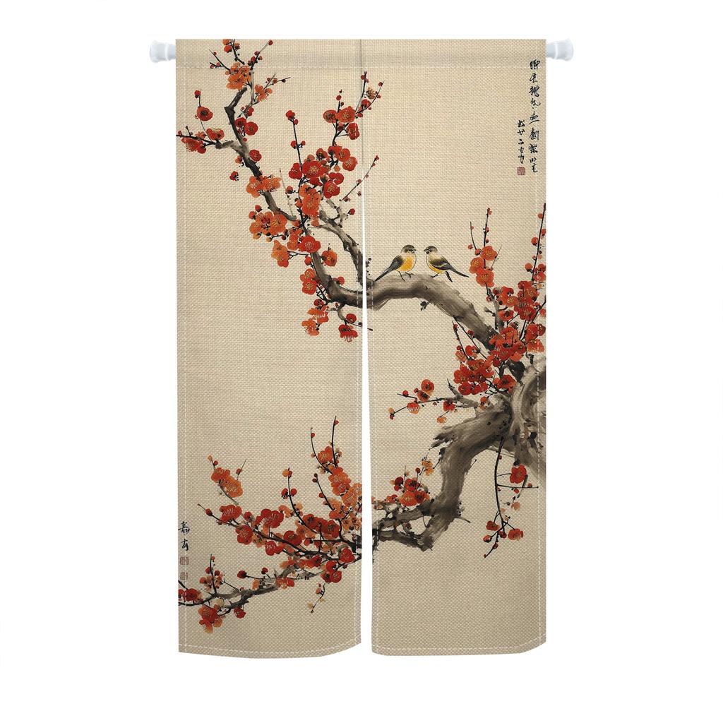 Cortinas Noren Estilo Chino para Puerta, Cortina Media Colgante de Poliéster para Separación de Comedor Izakaya, Entrada de Cocina, Lavable, Lista para Ventana