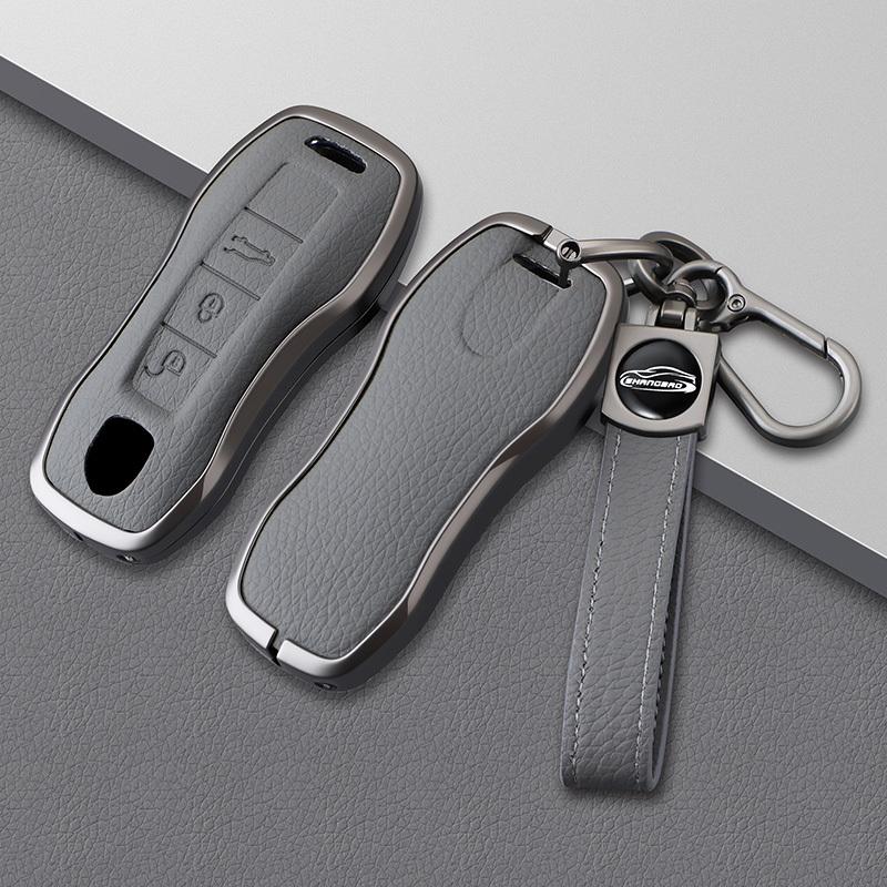 Car Smart Key Case Cover for Porsche New Cayenne Panamera 911 992 Taycan Metal Leather Protect Shell Interior Accessories