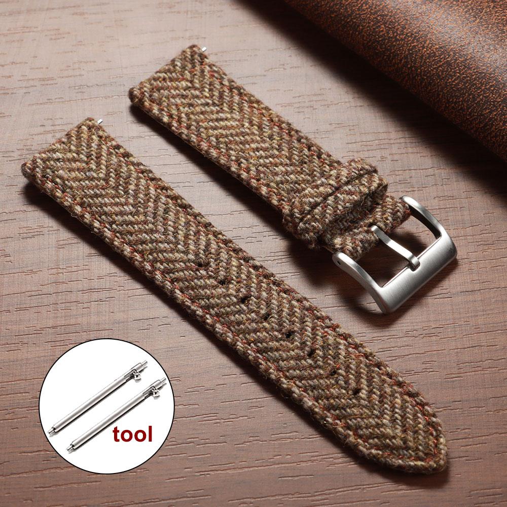 

18 мм 20 мм 22 мм Ремешок для смарт-часов с быстросъемным плетеным браслетом для Omega для Seiko Vintage из натуральной воловьей кожи твидовый нейлоновый ремешок 20mm