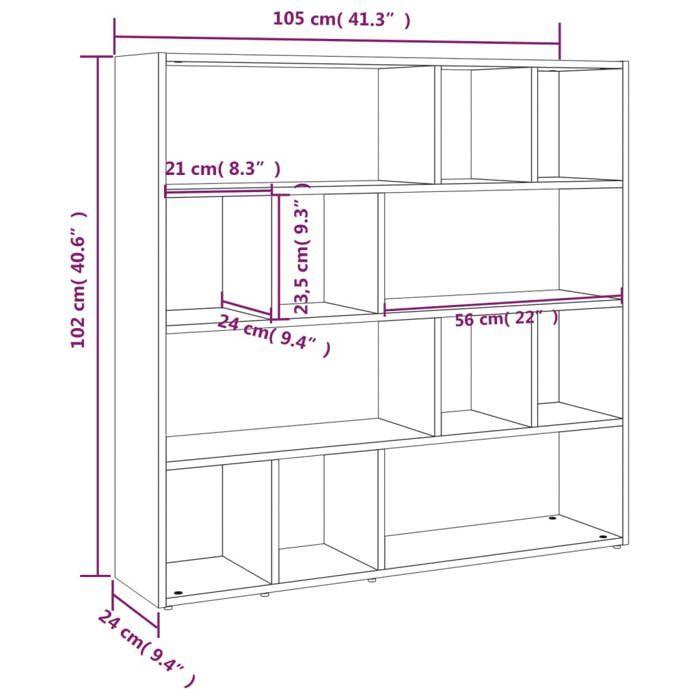 VidaXL Bookcase-Room Divider Sonoma Oak 105x24x102 Cm 823248