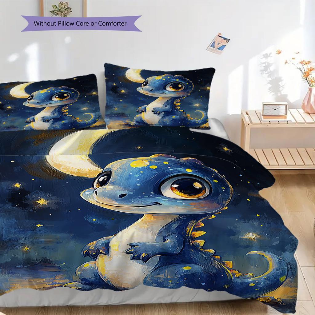 Dinosaurier-Muster Bettwäsche Steppdecke Set Bettbezug Kissenbezug Heimdekoration Geburtstagsgeschenk (1 Bettbezug + 2 Kissenbezüge, ohne Füllung)