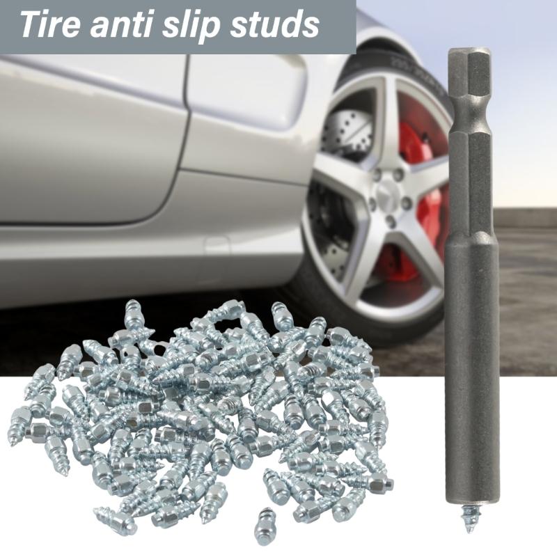 9mm 12mm Stahl Schraub Reifenstollen, 100 Stück Schnee Spikes AntiRutsch AntiEis Spikes mit Montage Werkzeug für Auto Motorrad