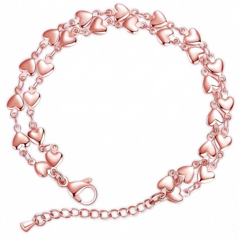 Double Layer Heart Stainless Steel Bracelet For Women European American Ins Style