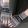 Damen Halbfinger Wollhandschuhe - Rentierdesign für Herbst/Winter, Ideal für Büro, Schreiben oder Weihnachtsfeiern