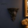 French Style Wall Shelf Shelf, Matte Black Texture Decorative Stand, Retro Lion Embossed Mounted Thickened One-Piece Structure Display Rack 3D Printed