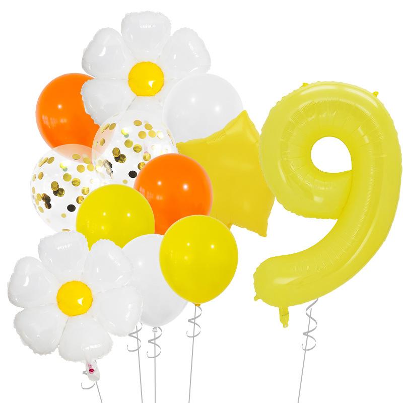 

Lively And Cute Little Daisy Aluminum Film Balloon Set Sequined Birthday Party Atmosphere Arrangement Little Daisy Package 9