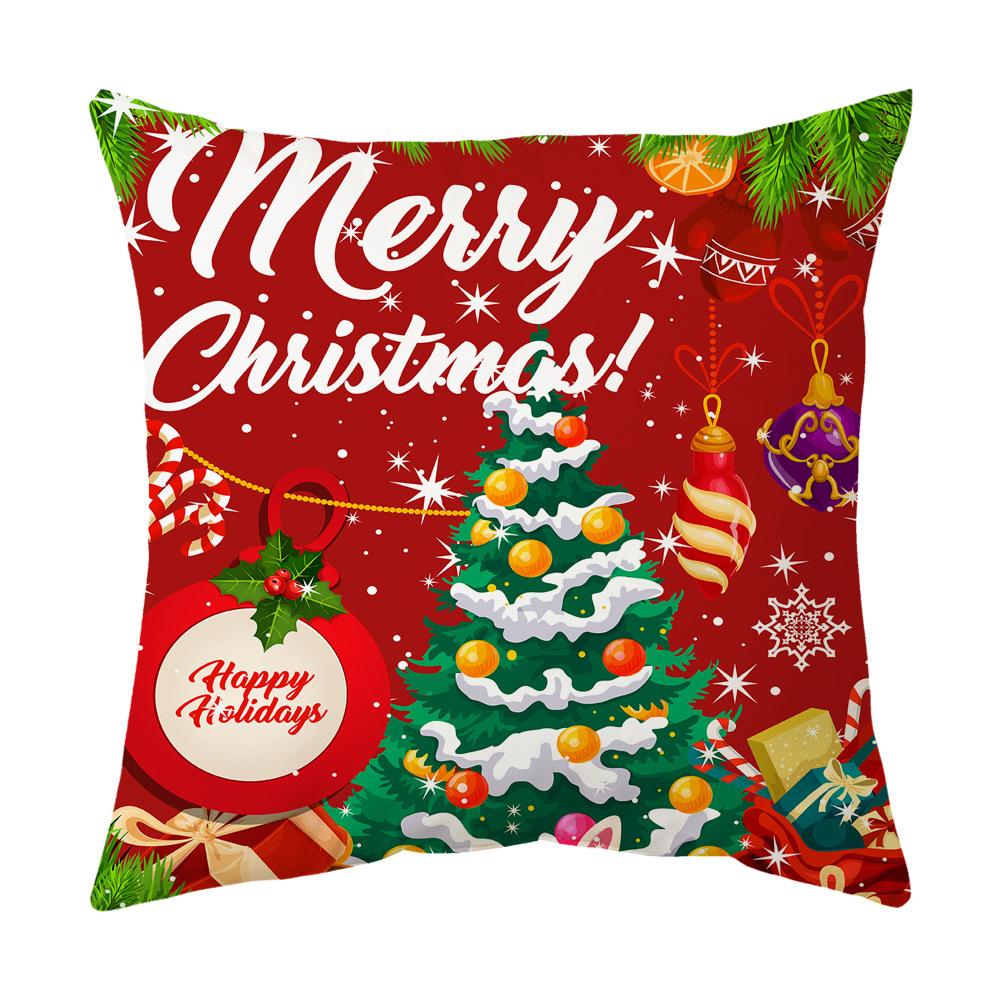 Classic Simple Christmas Series Cushion Pillow Cover Fashion Santa Claus Christmas Tree Pattern Pillowcase Home Sofa Decoration