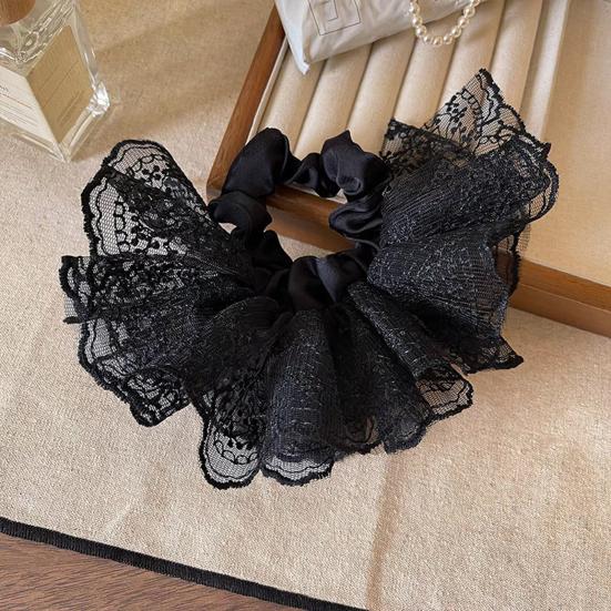 Hair Tie High Elasticity Non-Stretching Double-Layer Lace Korean Style Oversized Skirt Design Hair Rope Buns Ponytails Hair Accessories