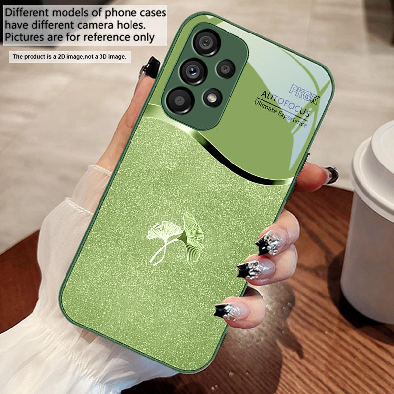 Pink Gradient Ginkgo For Samsung S 25 S25 Edge S25Ultra S8 S9 S10 20 U Ltra S21 Pro S22 Plus S23 FE S24 Ultra Glass Phone Case