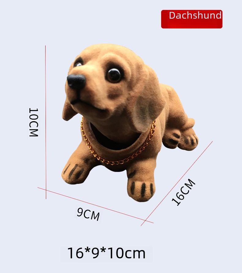 Resin Flocking Dachshund Shaking Head Car Ornament