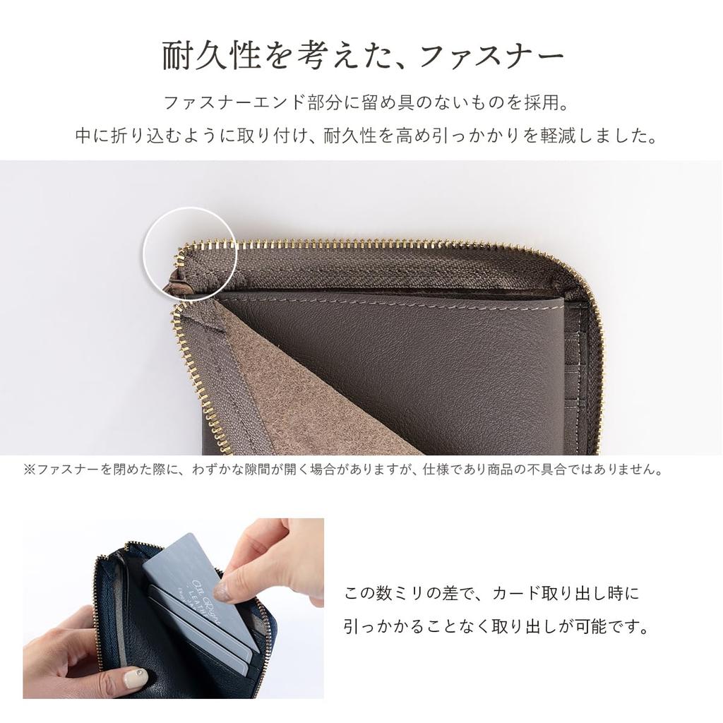 Zipper Wallet Thin Mini Wallet Small Wallet Wallet Slim Compact Coin Purse Coin Case Genuine Leather Italian Leather Brown [Dom Teporna] L-shaped