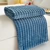 Faux Fur Rabbit Hair Plaid Striped Sofa and Nap Blanket