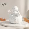 Atmospheric Festival Sculpture 3D Printed Pumpkin Boy Figurine Unpainted White DIY Statue Unique Tabletop Display Piece Halloween Mummy Sculpture
