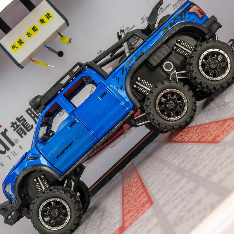 Simülasyon F150 Motosikletli Alaşım Araba Modeli Altı Tekerlekli Arazi Aracı Sesli ve Işıklı Geri Çekmeli Oyuncak