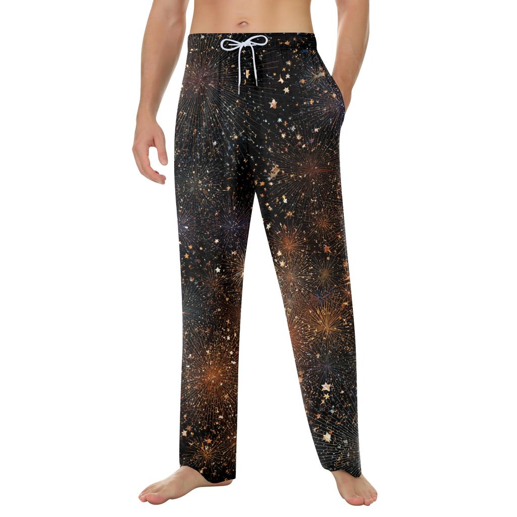 Pánské domácí měkké pyžamové kalhoty se stahovací šňůrkou s kapsami Sportovní kalhoty pro volný čas