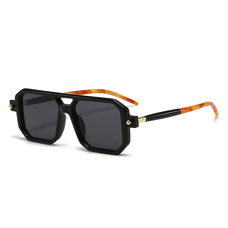 Sunglasses European and American Street Photography Square Large Frame Sunglasses Trendy Double Beam Retro Pose Sunglasses