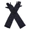 Fashion Shiny Crystal Sun Protection Mittens Transparent Mesh Long Gloves Anti-UV Breathable Women Driving Gloves Women