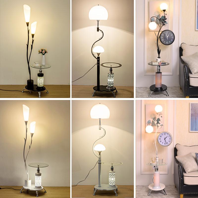 Nordic Modern Minimalist Floor Lamp with Remote Control and Coffee Table Storage for Bedroom, Living Room, or Bedside
