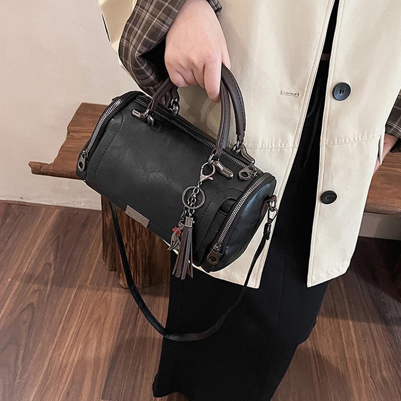 Vintage Shoulder Bag for Women Crossbody Bag with Large Capacity Zipper and Removable Strap