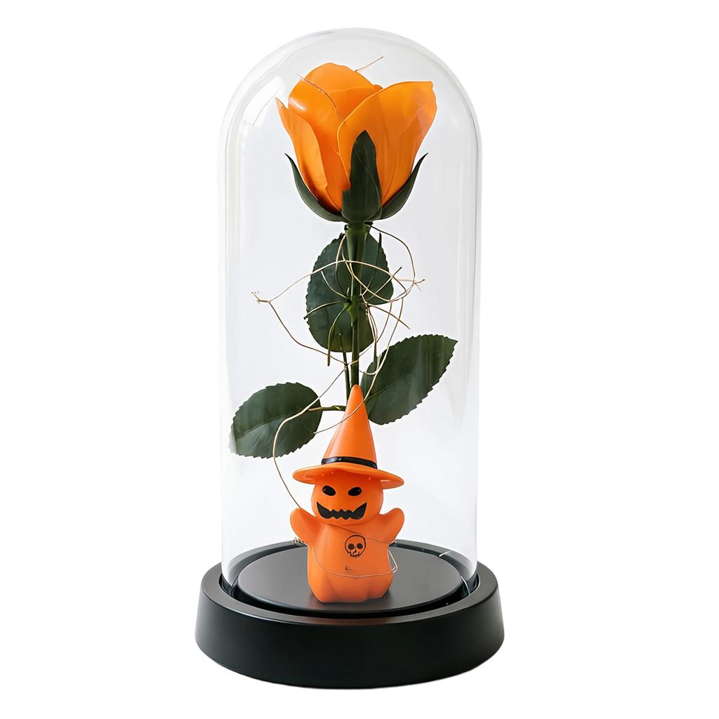 Halloween Preserved Rose LED Light Up Decoration for Home Party Tabletop Decor