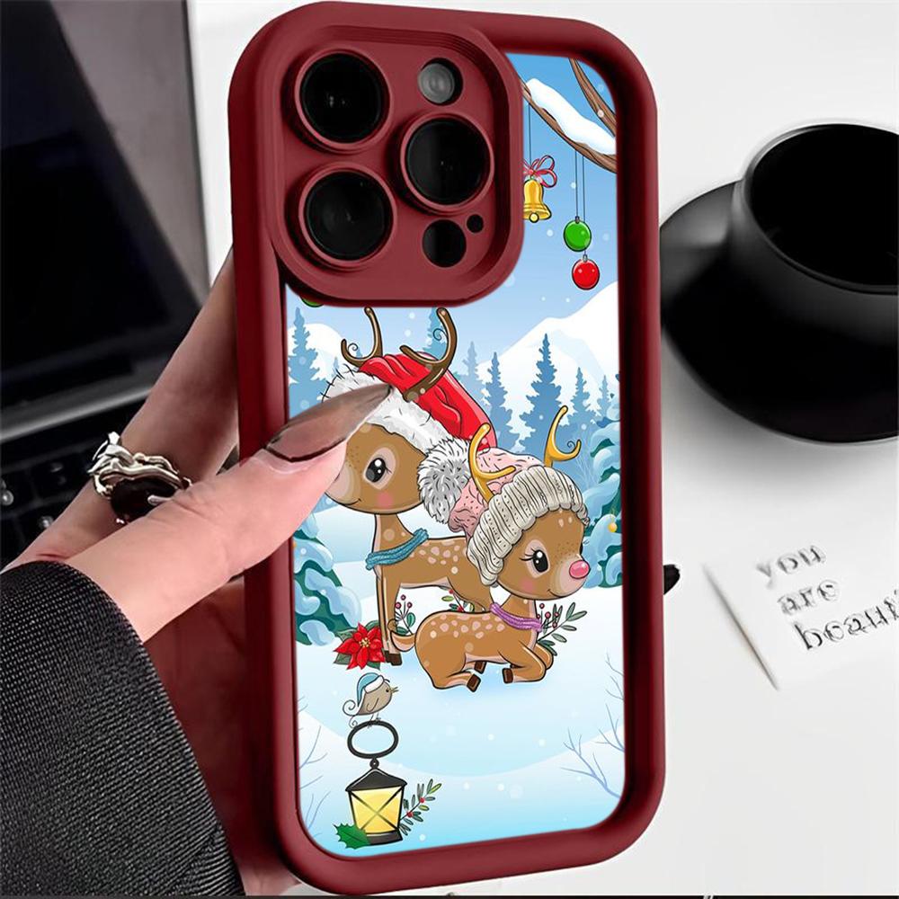 N116 Merry Christmas Happy New Year art Soft Angel Eyes Phone Cases for Samsung S23 S24 Ultra S21 FE A54 A34 A13 A14 A06 A24 Realme12 Shockproof Cover