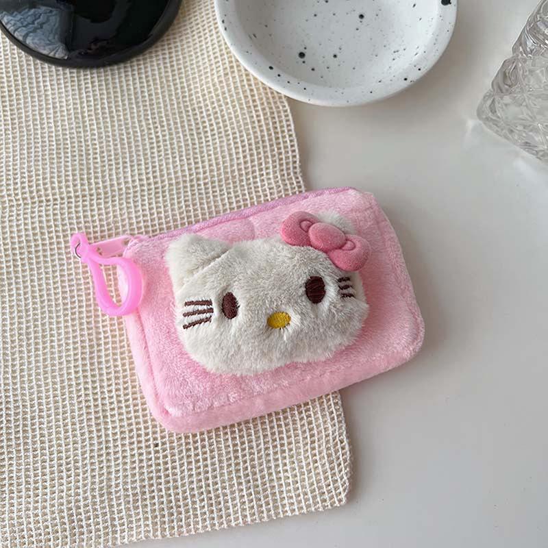 Sanrio Мультяшная Милая Плюшевая Сумочка Брелок Портативная Кошелек для Монет Hello Kitty Подвеска Сумка для Хранения Наушников Подвески на Рюкзак A2