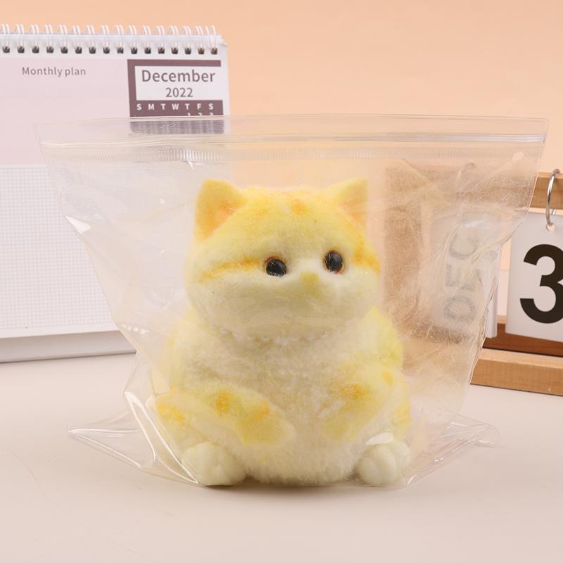 Roztomilý Velký Kočičí Kotě Taba Silikonový Chlupatý Super Velký Kočka Kotě Ručně Vyráběná Mačkací Hračka Mochi Hračka Ruka Relaxace Uvolnění Stresu Dárek