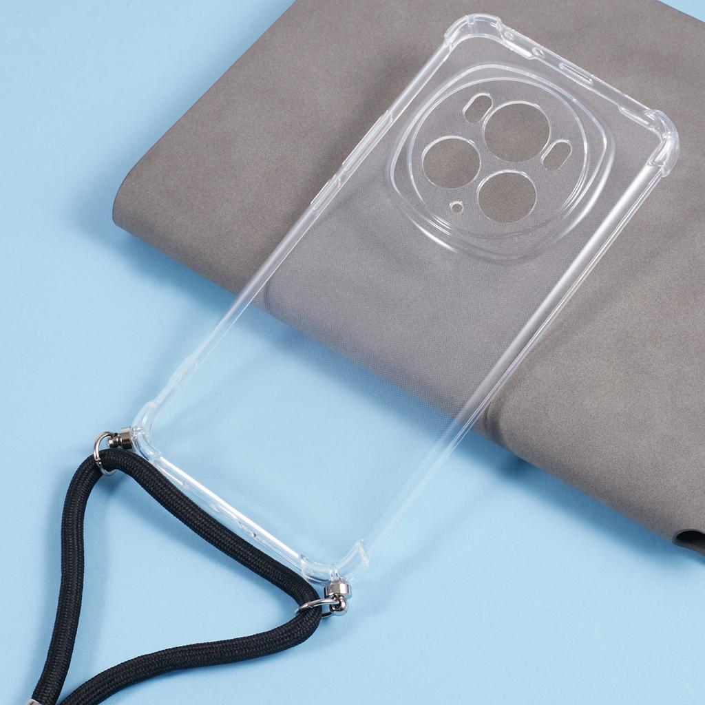 For Honor Magic6 Pro 5G Clear Case Rreinforced Corner TPU Phone Cover with Lanyard