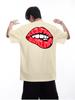 Unisex Summer Oversized Back Print T Shirt Red Lips Kiss Me Darling Letter Graphic Casual Streetwear Loose Short Sleeve Fashion Top