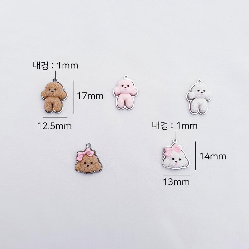 Surgical Steel Animal Color Poodle Pendant Accessory