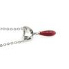 [Craftsman's Crafts Museum] Blood Red Coral Teardrop Pendant, Silver Fittings, Drop Pendant Top, 40cm Plated Chain Included, Undyed Coral