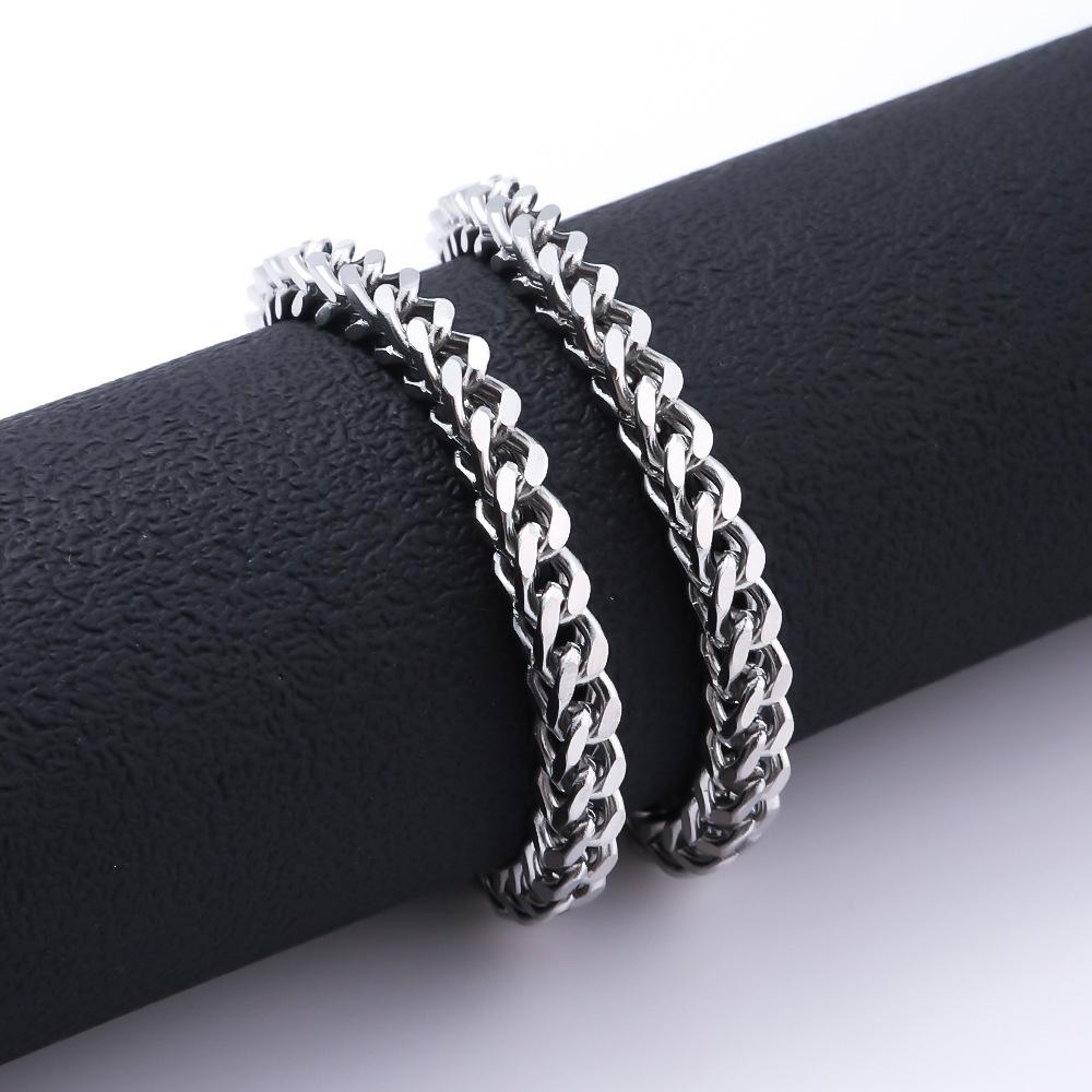 Hip Hop Silver Color Stainless Steel Men Bracelet Retro Metal Braid Thick Chain Bracelet Fashion Women Jewelry Accessories