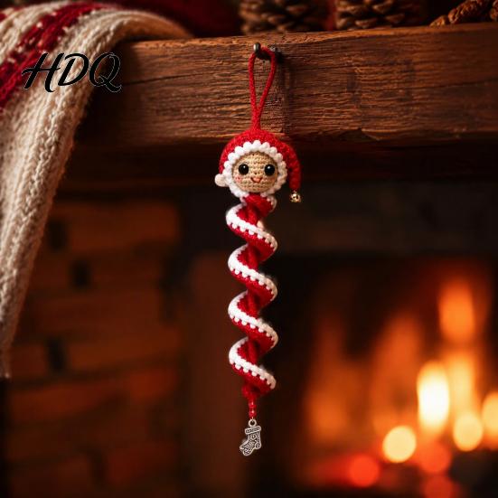 Crochet Supplies for Beginners Doll Spiral Ornament DIY Kit Holiday Craft Set with Festive Yarn Crafts Soft Yarn Beads Christmas Tree Hanging