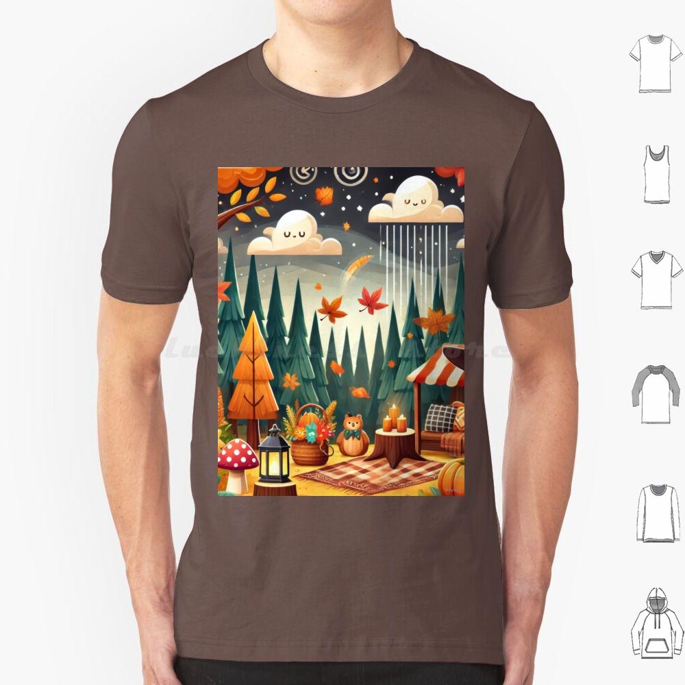 Enchanted Autumn Forest T Shirt Men Women Kids 6xl Autumn Fall Forest Enchanted Whimsical Seasonal Leaves Nature Cozy Cute