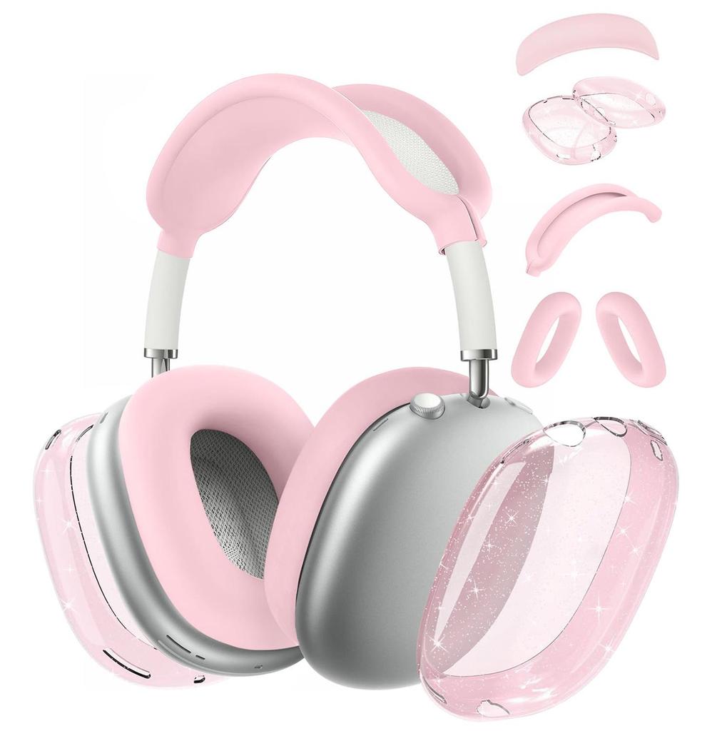 Applicable AirPods Max Over-Ear Headphones Transparent Glitter Silicone Case