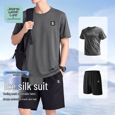 Set T-shirt e Pantaloncini Jeanswest da Uomo in Seta di Ghiaccio ad Asciugatura Rapida