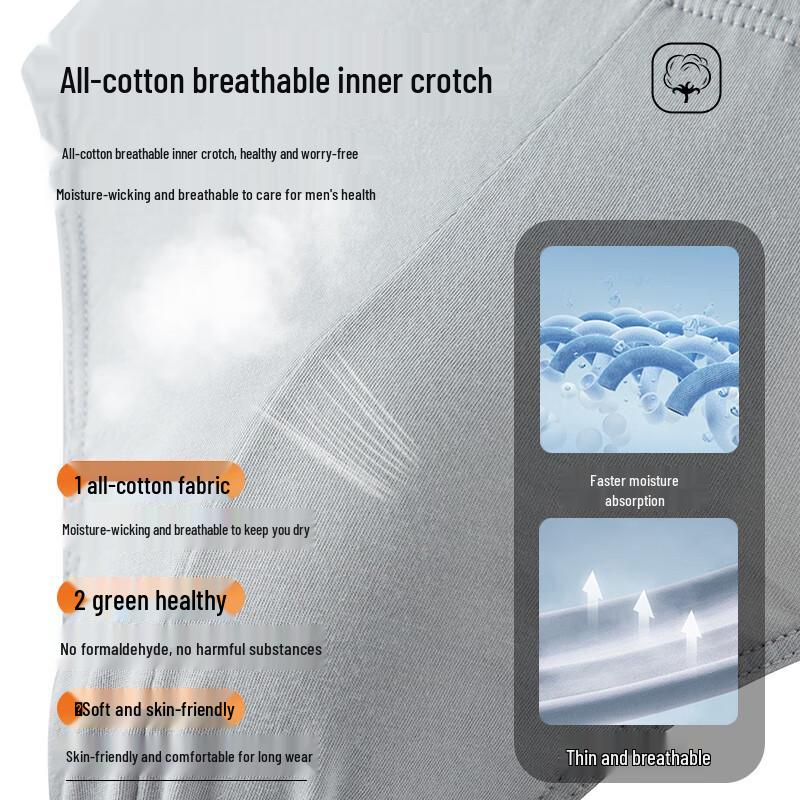 Yiershuang Premium 100% Cotton Men's Breathable Briefs