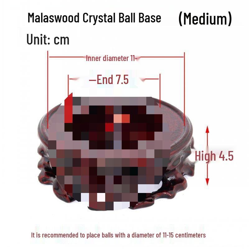 Gourd Crystal Ball Wooden Base Handcrafted Round Concave Stand