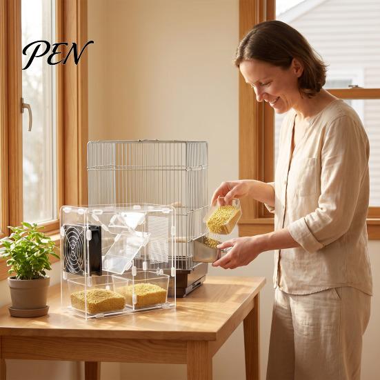 Bird Seeds Debris Remover Grain Cleaner, Adjustable Speed Winnower Machine, Transparent Acrylic Small Winnowing Machine Shell Efficient Separation