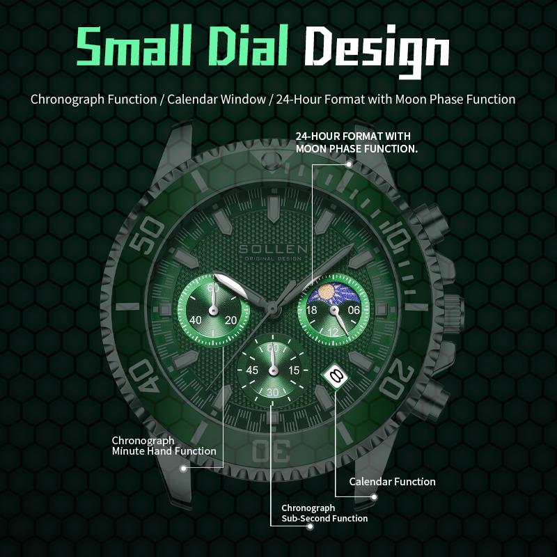 Luxury Retro Men's Watch Fashionable Waterproof Watches for Man Quartz Wristwatches Green Dial Stainless Steel Strap Reloj Mujer