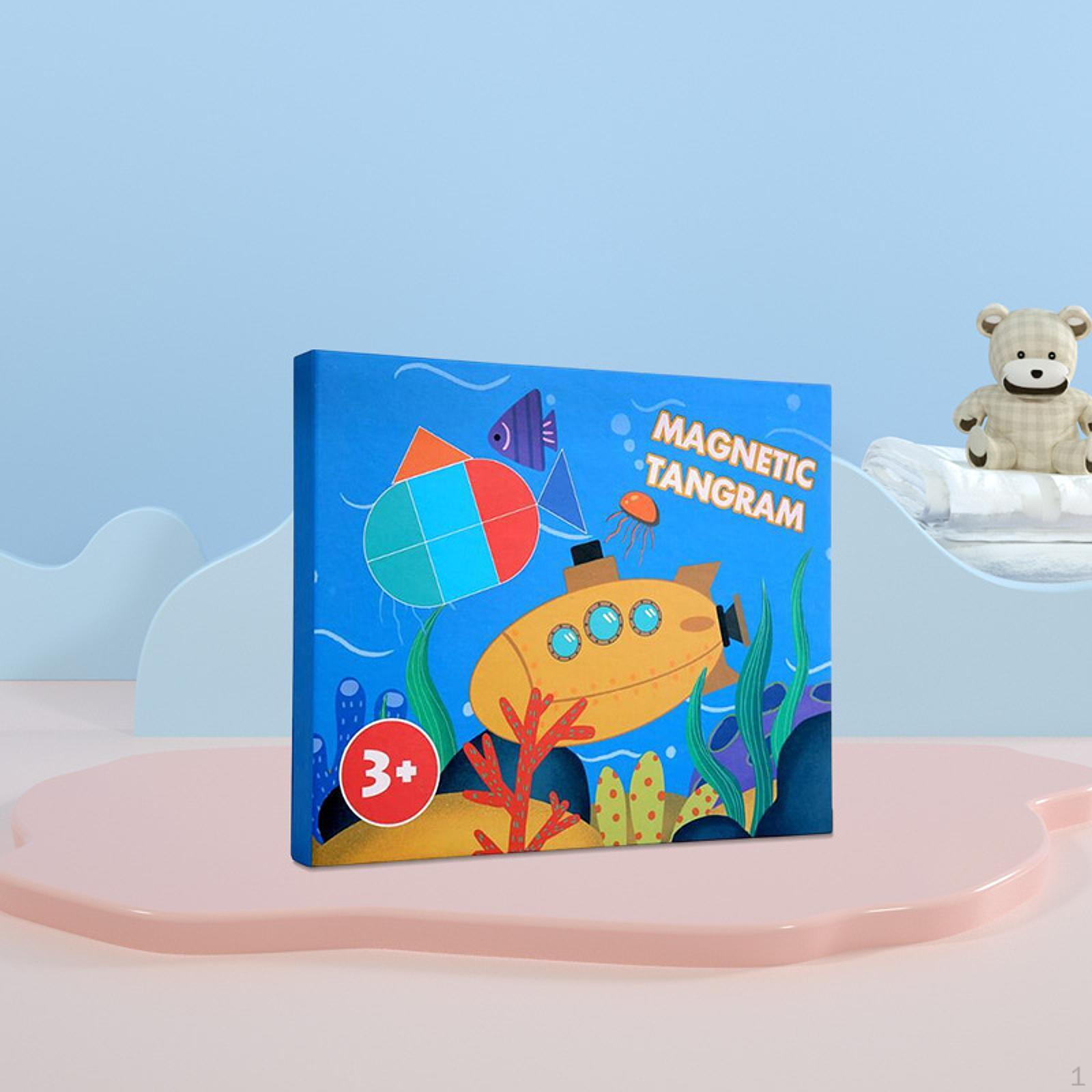 

Магнитная деревянная 3D-головоломка Танграм, классическая игра для детей 38 лет, 7 блоков 12 blocks